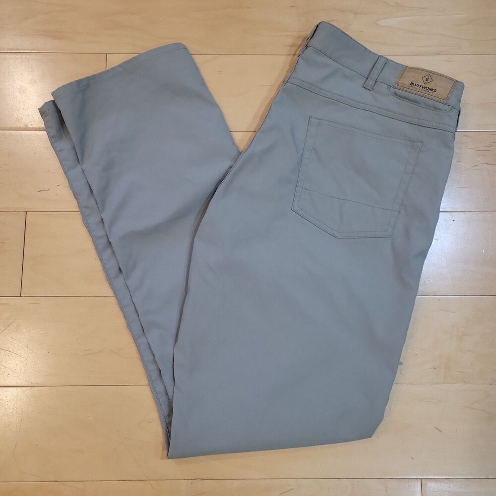 Bluffworks Pants Mens 38x32.5 Tan Ascender Regular Fit Travel Performance Chino